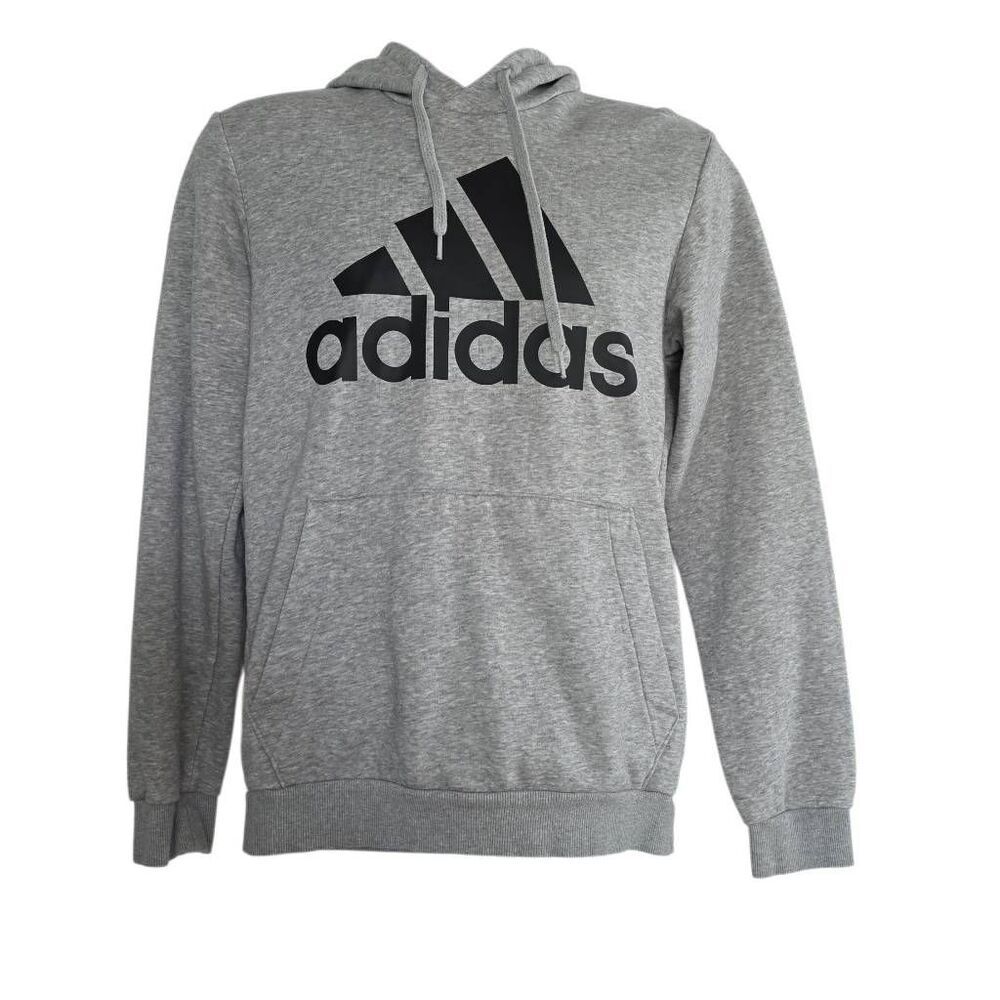 Adidas Men's Size Small Heathered Gray Black Trefoil Logo Pullover Hoodie